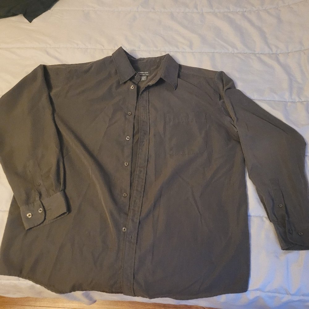 Vanderbilt mens dark grey long sleeve dress shirt sz lg